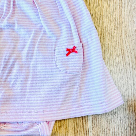 Carters Baby Girl Dress Bodysuit Pink Striped 3M Short Sleeve Ruffle Front - Picture 5 of 8